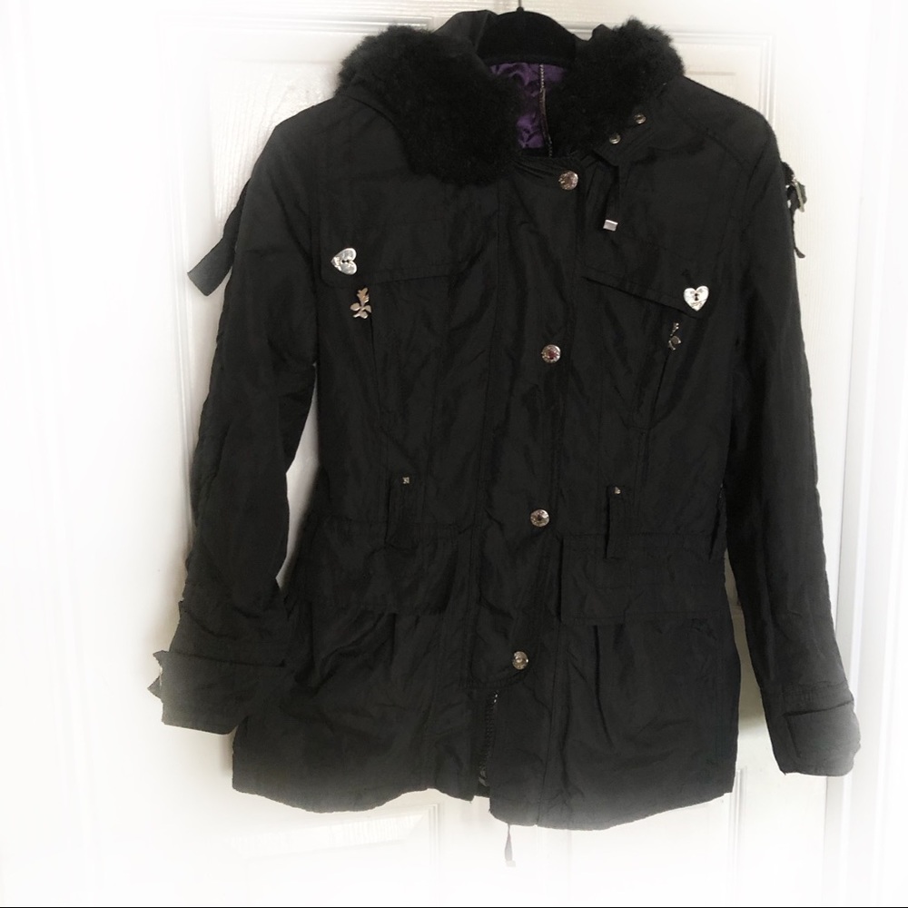 Betsey Johnson black women’s jacket 2 shell Sz S